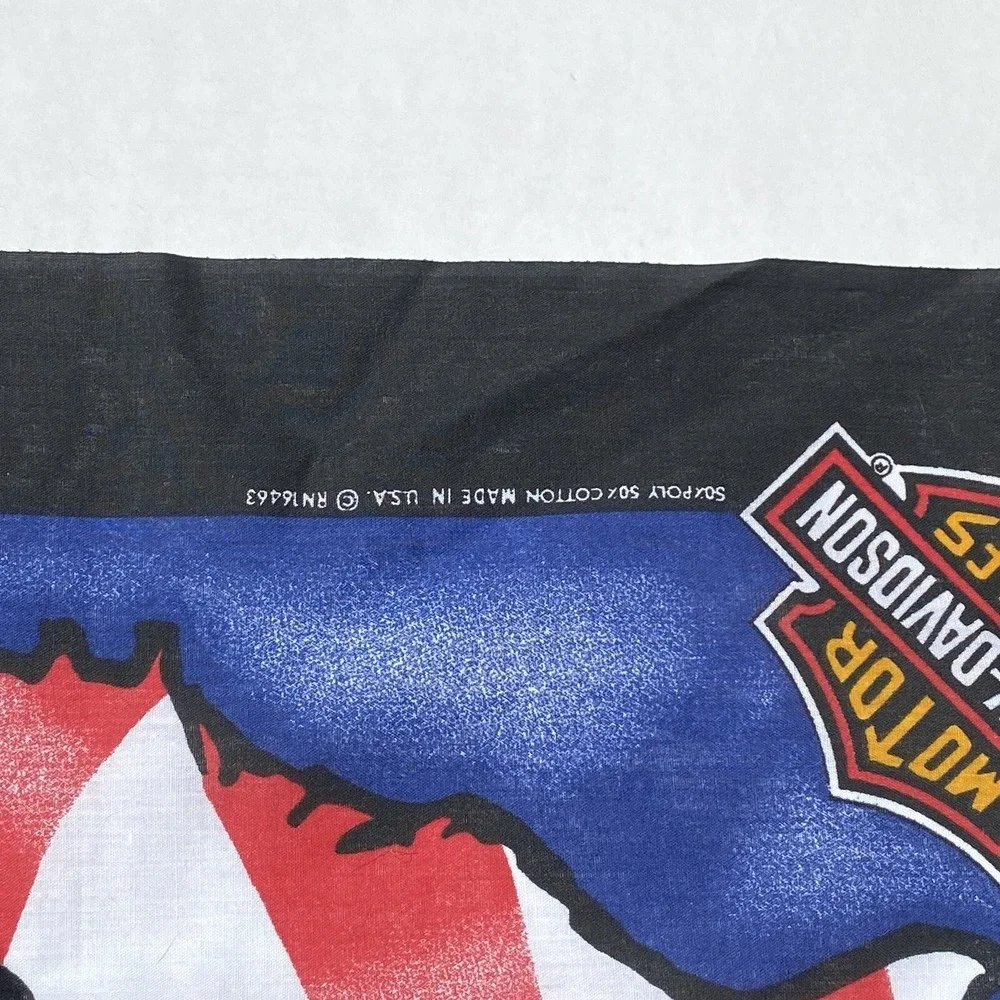 New VTG Harley Davidson Scarf Bandanna Eagle Flag 21